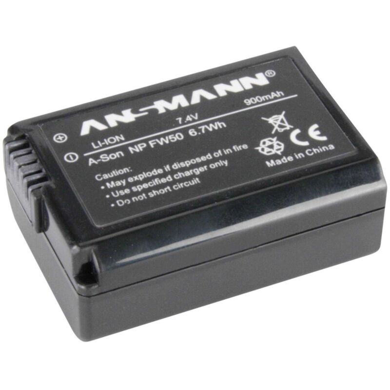 foto del prodotto ansmann a son np fw 50 batteria li ion 900 mah per hasselblad lunar sony cyber shot dsc rx10 a6100 a6300 a6400 a6500 a7r ii a7s ii