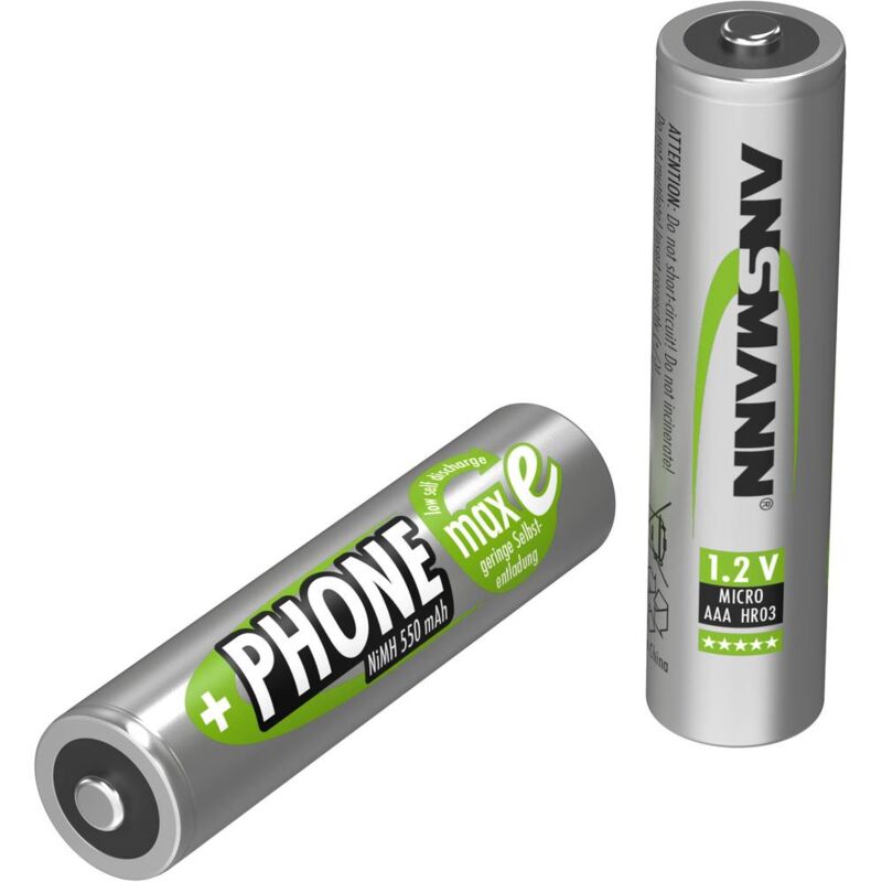foto del prodotto ansmann dect maxe hr03 batteria ricaricabile ministilo aaa nimh 550 mah 1.2 v 2 pz.