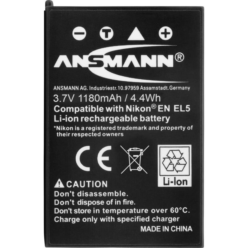 foto del prodotto ansmann en el5 batteria ricaricabile fotocamera sostituisce la batteria originale camera en el5 3.7 v 1180 mah