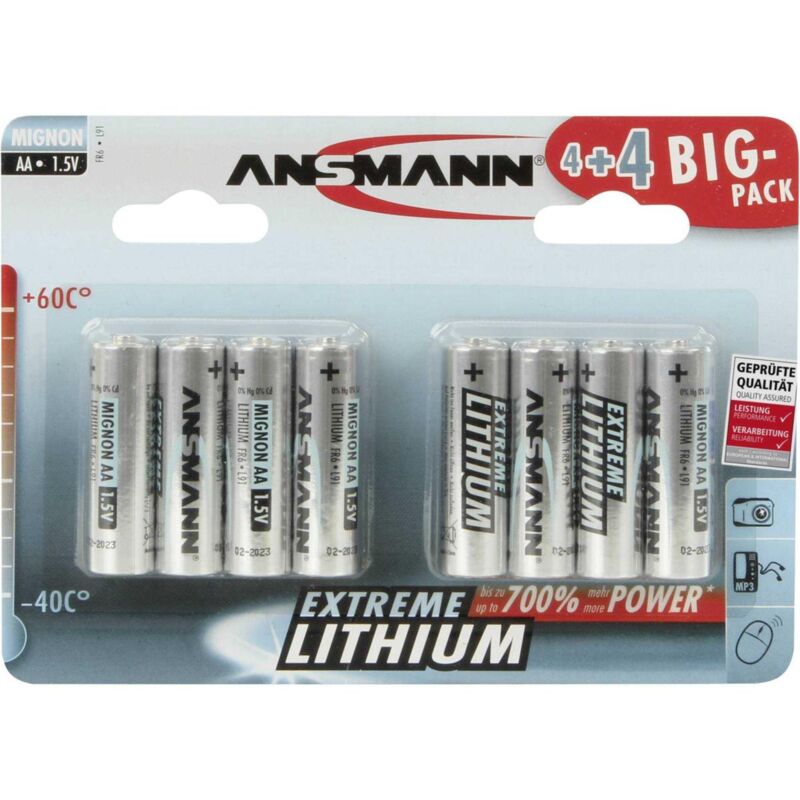 foto del prodotto ansmann extreme lithium aa batteria 8 x tipo aa li