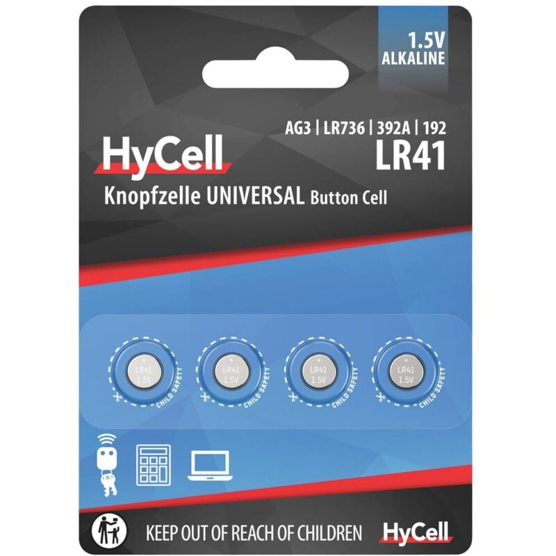 foto del prodotto ansmann hycell batteria a bottone lr 41 1.5 v 4 pz. 30 mah alcalina manganese ag3