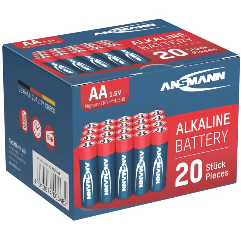 foto del prodotto ansmann lr06 red line batteria stilo aa alcalina manganese 1.5 v 20 pz.