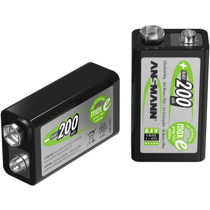 foto del prodotto ansmann maxe 6lr61 batteria ricaricabile da 9 v nimh 200 mah 8.4 v 1 pz.