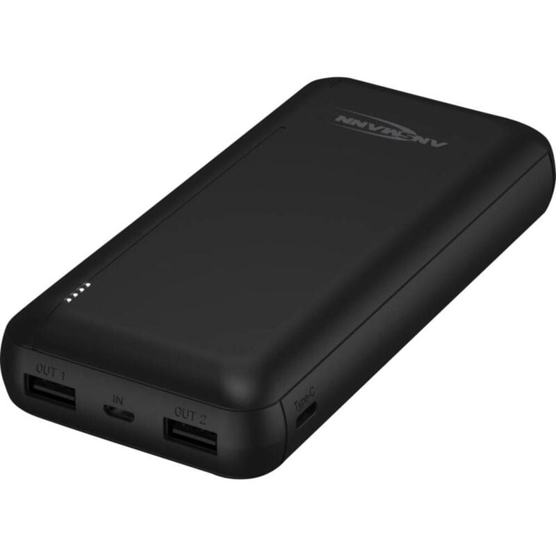 foto del prodotto ansmann pb212 power bank 20000 mah smart ic lipo micro usb, usb c , usb nero indicazione di stato