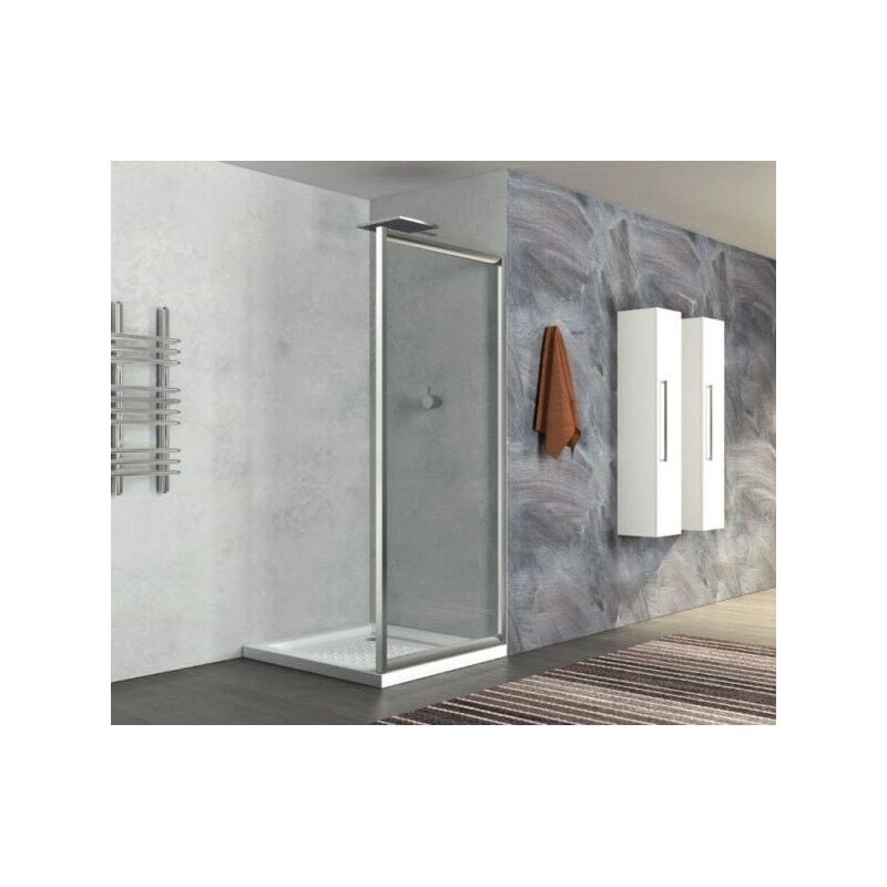 foto del prodotto anta fissa vetro trasparente 6mm telaio in alluminio reversibile 75 x h190 cm 73 75 xh190