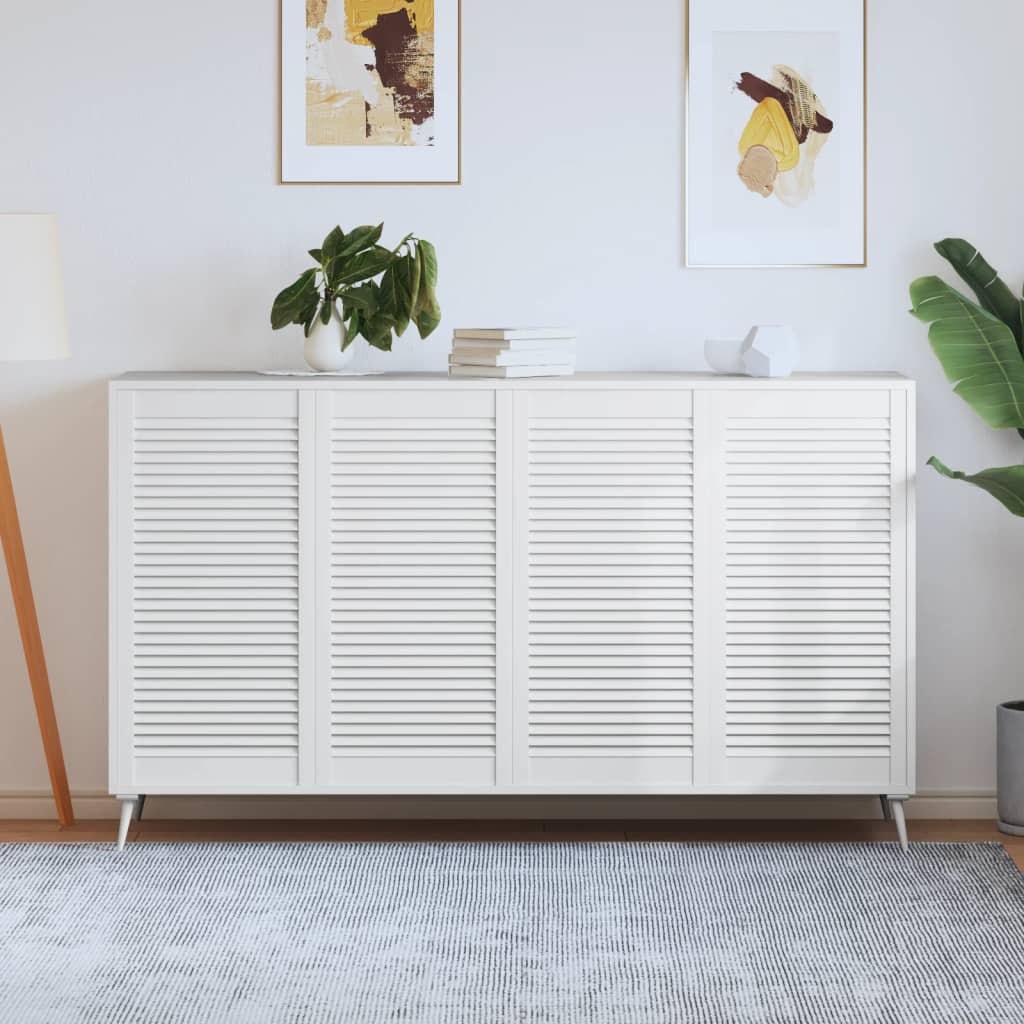 foto del prodotto ante a lamelle 4 pz legno massello di pino bianche 99,3x49,4 cm cod mxl 65537