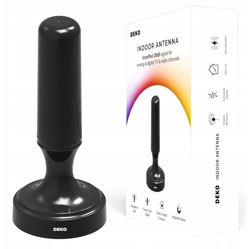 foto del prodotto antenna da interno per tv terrestre, attiva dvb t2 dvbt2 hevc
