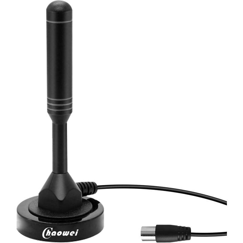 foto del prodotto antenna tv digitale ad alto guadagno chaowei dvb50b antenne hdtv portatili per interni ed esterni con base magnetica, cavo coassiale da 2 m per tv