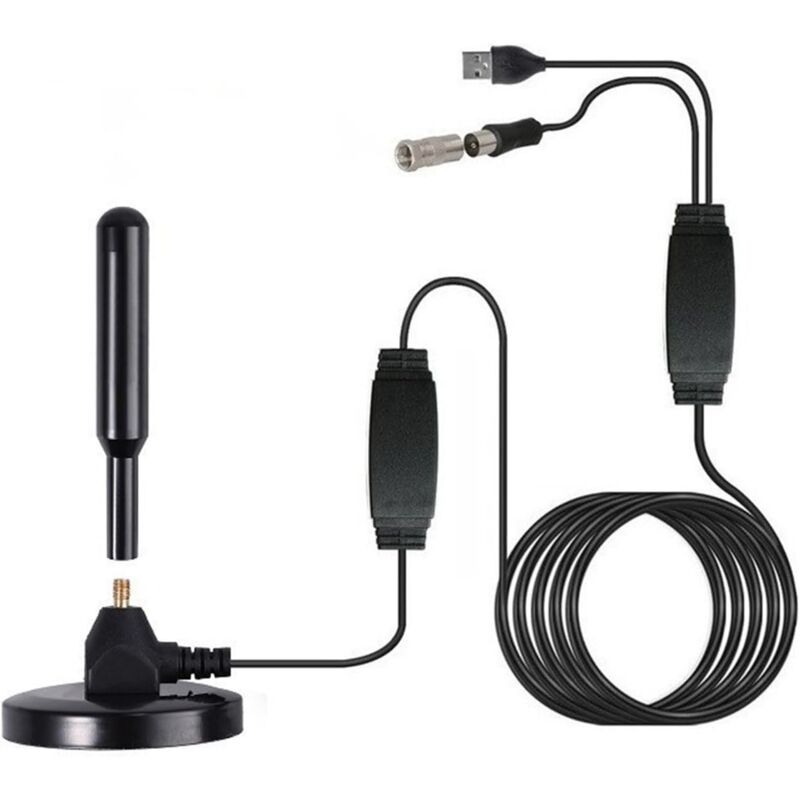 foto del prodotto antenna tv digitale dvb t2, potente antenna tv, amplificatore di segnale tnt supporta tv hdtv vhf 4k 1080p gratuita, per interni ed esterni, con base