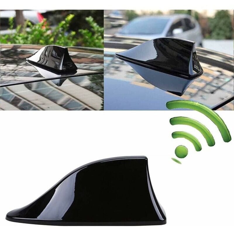 foto del prodotto antenna universale per auto con pinna di squalo antenna radio fm am con base adesiva impermeabile per auto suv camion furgone nero 