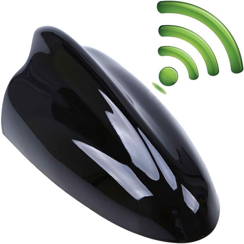foto del prodotto antenna universale per pinna di squalo per auto antenna per segnale radio am fm sul tetto per auto suv camion fuoristrada con base adesiva nero 