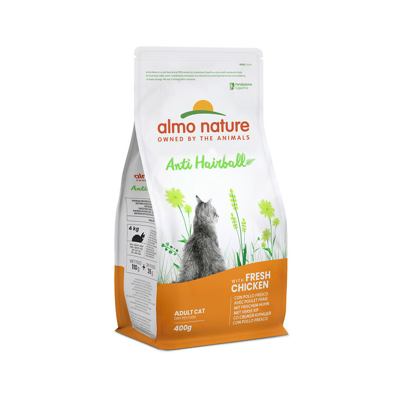 foto del prodotto anti hairball per gatto adult con pollo e riso 400 da almo nature