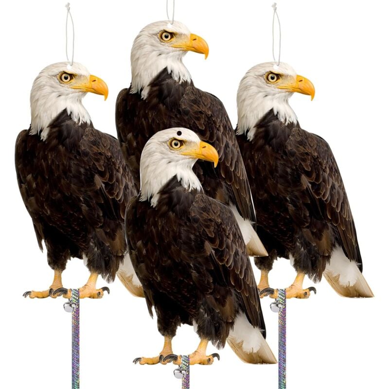 foto del prodotto anti-piccioni per balcone, spaventapasseri per uccelli, repellente per piccioni, spaventapasseri per piccioni, gufo con striscia riflettente