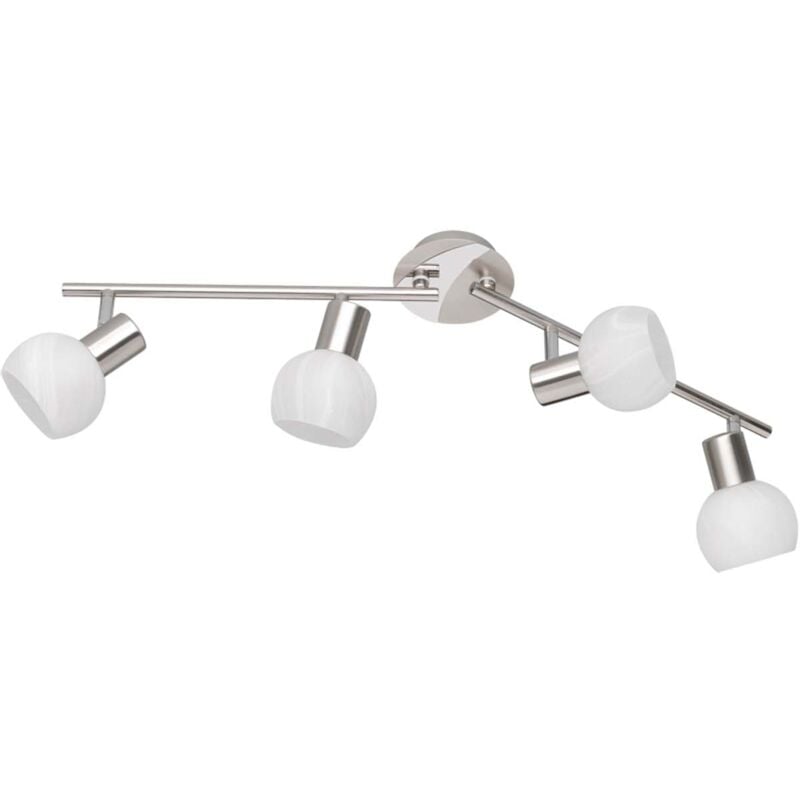 foto del prodotto antibes barra 4 spots acciaio dec. cromo att. e14 diff. vetro de. alabastro l. 70