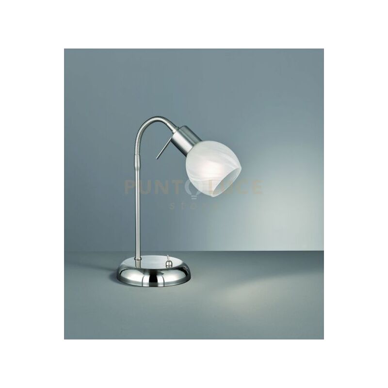foto del prodotto antibes lampada da studio metallo colore acciaio satinato con diffusore flessibile vetro alabrastro h. 40cm attacco e14