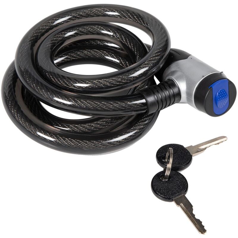 foto del prodotto antifurto cavo a spirale bici 1,5x120cm serratura in lega di zinco