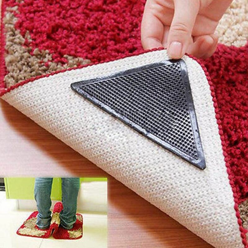 foto del prodotto antiscivolo per tappeti adesivo in silicone riutilizzabili per moquette fissa angoli packaging 4 pcs.