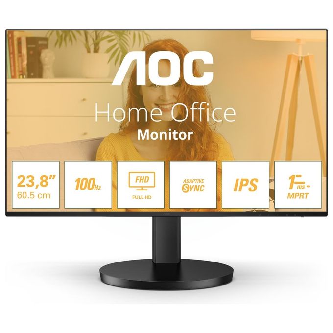 foto del prodotto aoc 24b3ha2 - monitor full hd, 24 pollici, altoparlante integrato 1920x1080, 100 hz, vga, hdmi 1.4 nero