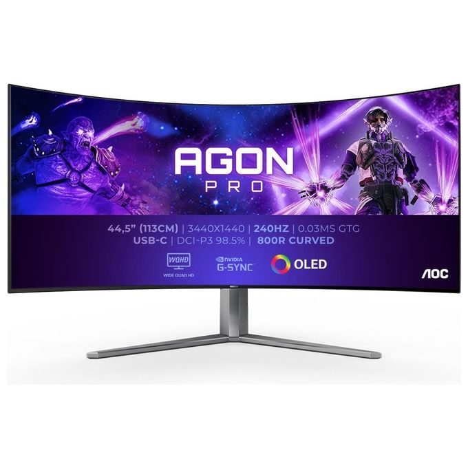 foto del prodotto aoc agon pro ag456uczd led display 45'' 3440x1440 pixel wide quad hd oled nero