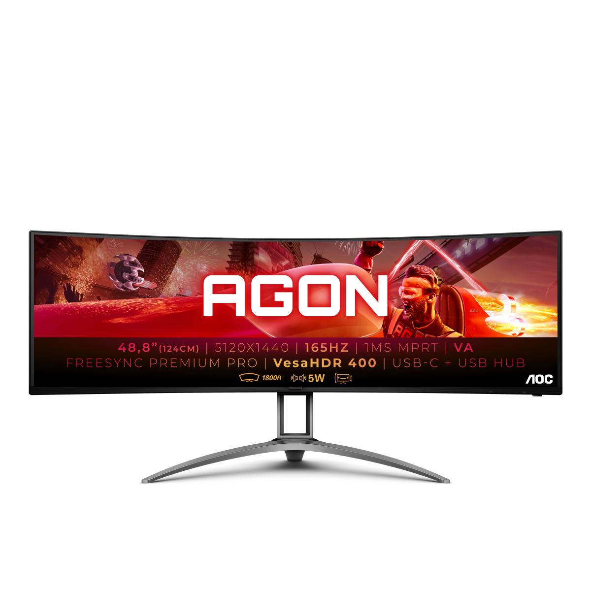 foto del prodotto aoc b2 ag493ucx2 monitor pc 124 cm 48.8 5120 x 1440 pixel quad hd led nero