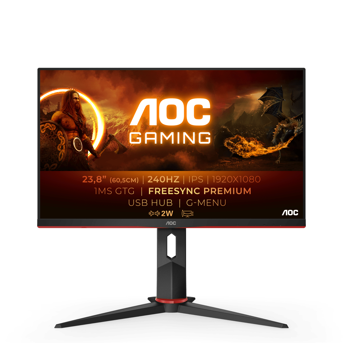 foto del prodotto aoc g2 24g2zu bk led display 60,5 cm 23.8 1920 x 1080 pixel full hd nero, rosso