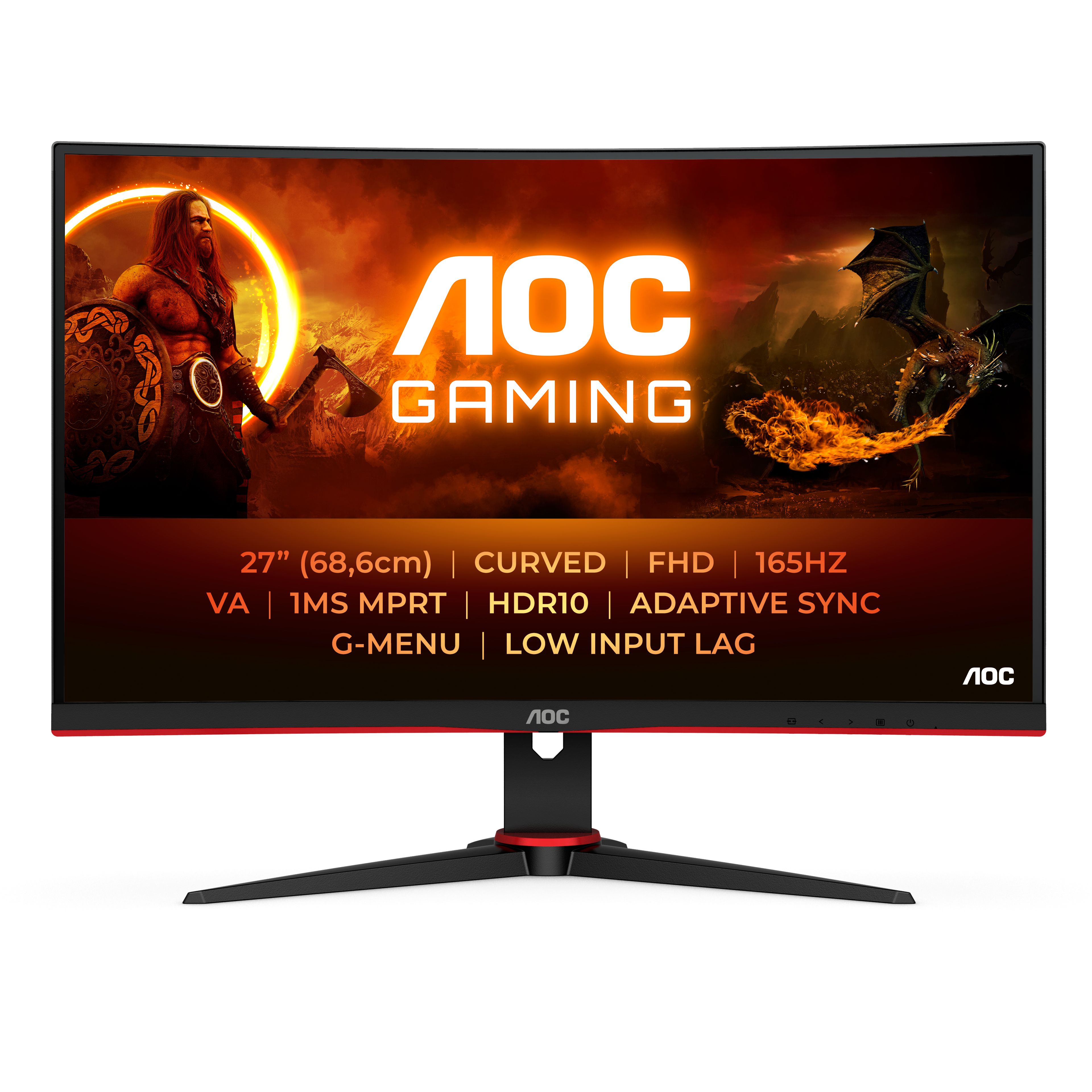 foto del prodotto aoc g2 c27g2e bk monitor pc 68,6 cm 27 1920 x 1080 pixel full hd nero, rosso