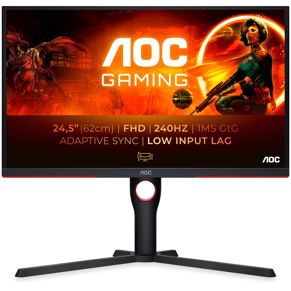 foto del prodotto aoc g3 25g3zm bk monitor pc 62,2 cm 24.5 1920 x 1080 pixel full hd nero, rosso