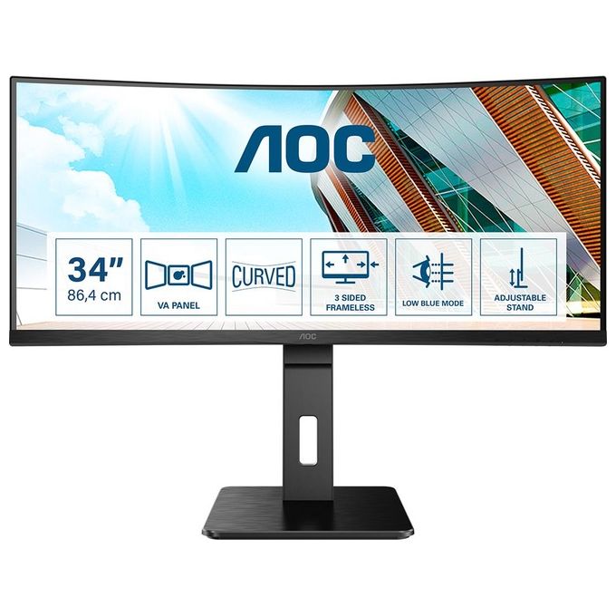 foto del prodotto aoc monitor 34'' lcd va curvo gaming cu34p2a 3440x1440 qhd tempo di risposta 1 ms