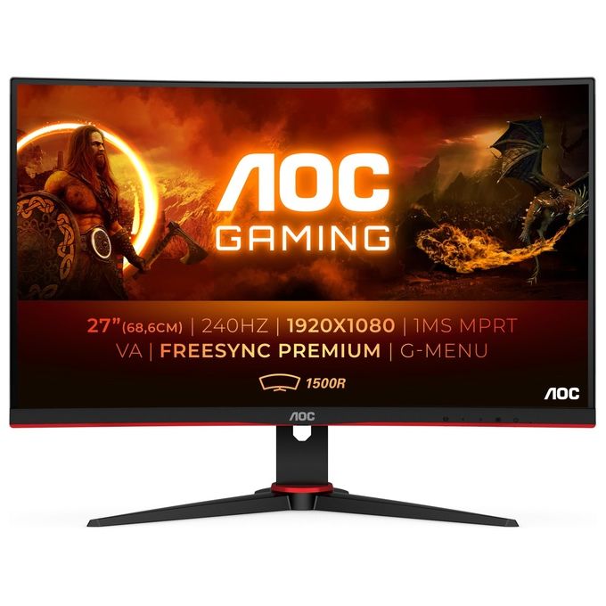 foto del prodotto aoc monitor curvo gaming 27'' led va c27g2ze - bk 1920x1080 full hd tempo di risposta 0,5 ms frequenza di aggiornamento 240 (hz)