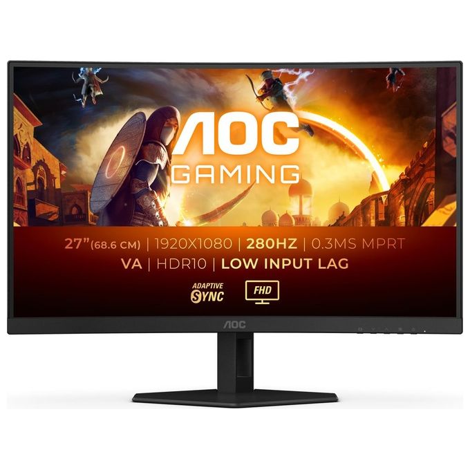 foto del prodotto aoc monitor gaming c27g4zxe curvo fhd da 27'' frequenza 280hz tempo di risposta 03 ms hdr 10 senza cornice