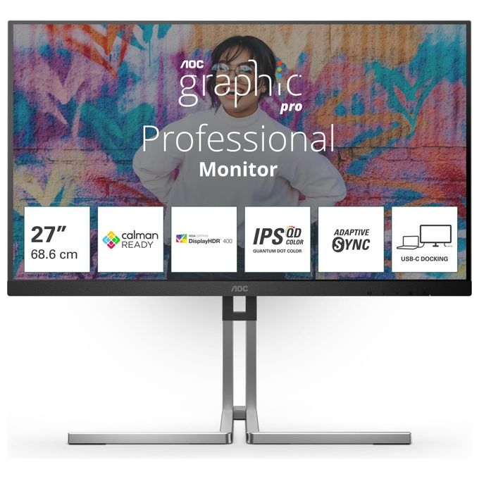 foto del prodotto aoc q27u3cv monitor pc 27'' 2560x1440 pixel 4k ultra hd lcd nero