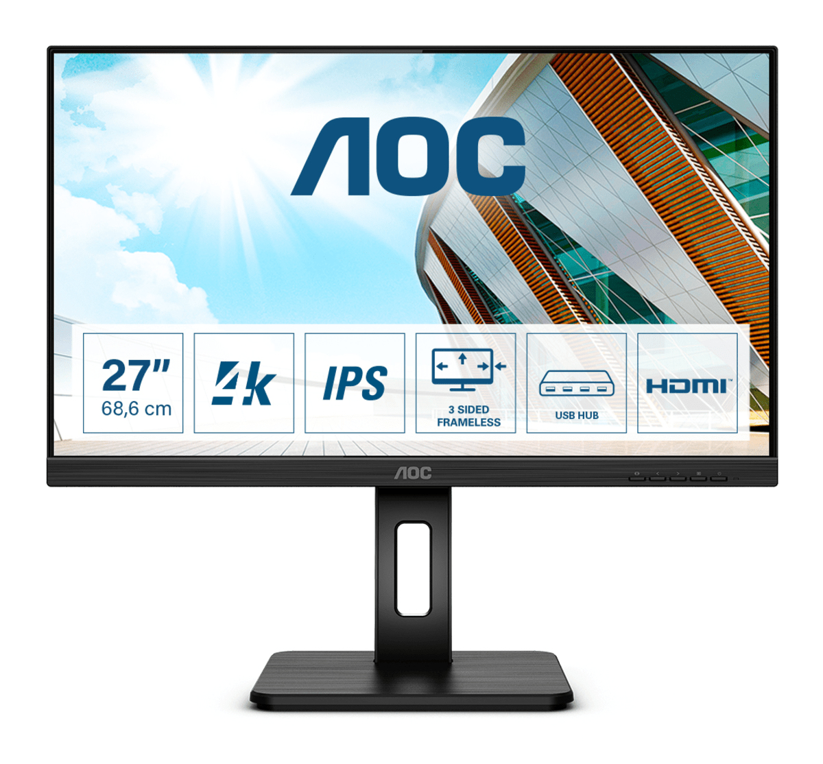 foto del prodotto aoc u27p2ca monitor pc 68,6 cm 27 3840 x 2160 pixel 4k ultra hd led nero