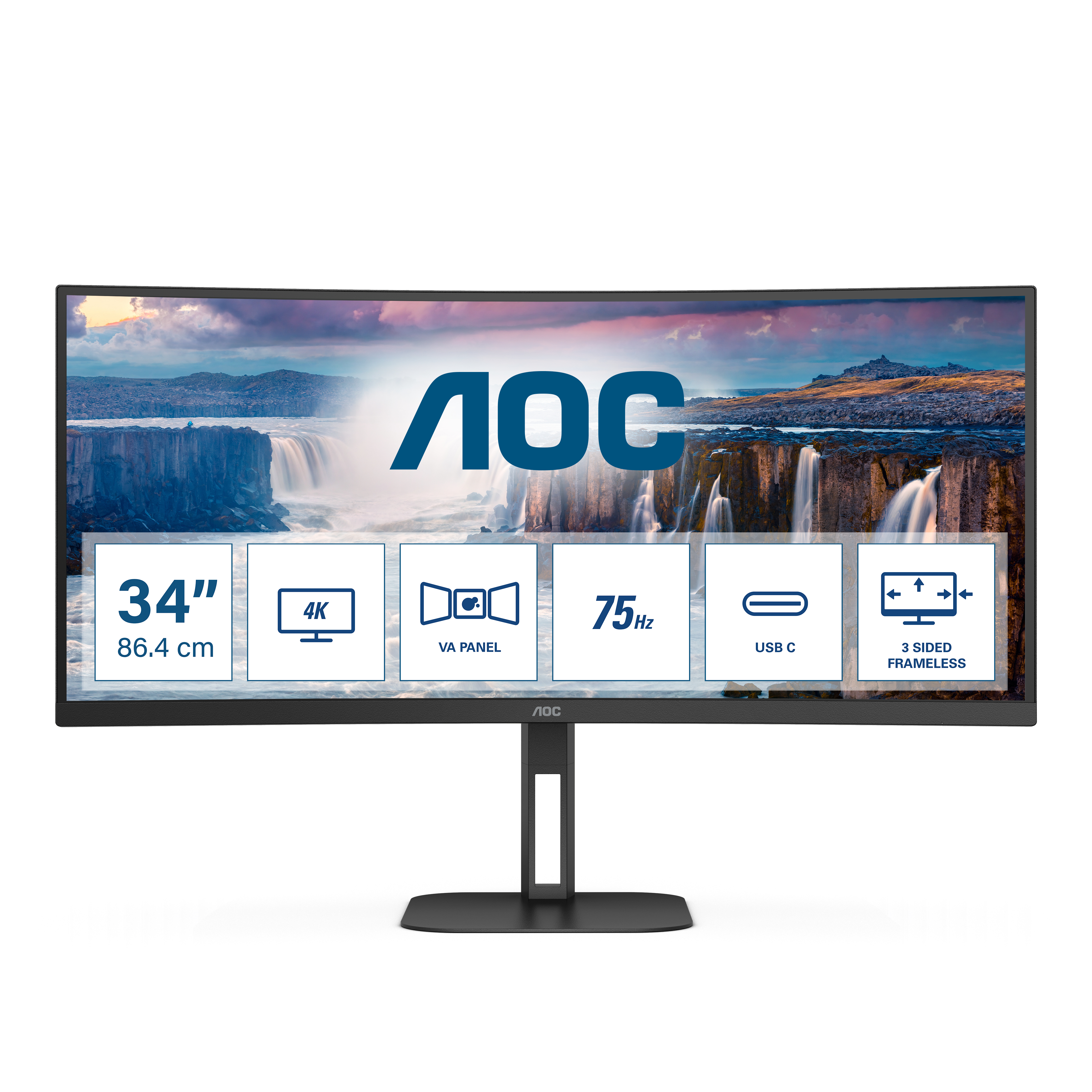 foto del prodotto aoc v5 cu34v5c bk led display 86,4 cm 34 3440 x 1440 pixel wide quad hd nero