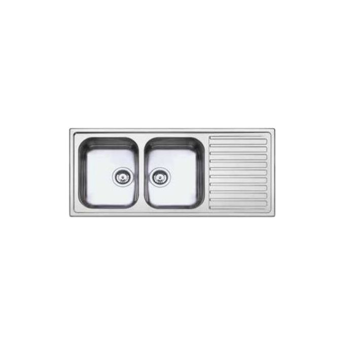 foto del prodotto apell av1162ilbc lavello da incasso 2 vasche gocciolatoio sinistro, acciaio inox, 116x50 cm, da incasso, inox