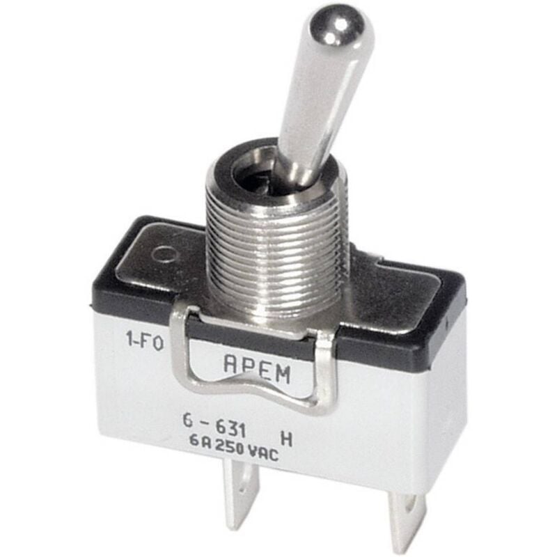 foto del prodotto apem 6 639h 2 6 639h 2 interruttore a levetta 250 v ac 6 a 1 x on off on permanente 0 permanente 1 pz.