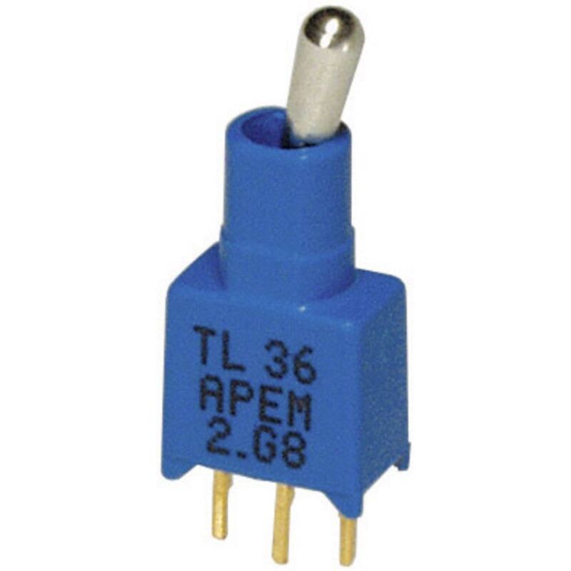 foto del prodotto apem tl39ww05000 tl39ww05000 interruttore a levetta 20 v dc ac 0.02 a 1 x on off on permanente 0 permanente 1 pz.