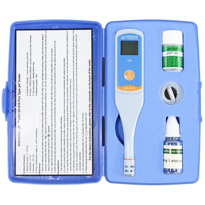 foto del prodotto apera instruments misuratore di ph sx610, tester per penna, impermeabile, 0,1 ph accuratezza, intervallo di ph 0 14, sensore di temperatura 0,5 c