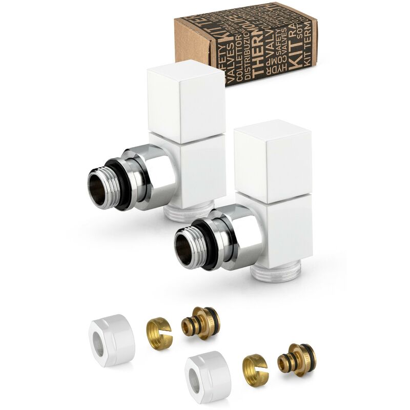 foto del prodotto apm kit valvole d arredo a squadra colore bianco e cromo con attacco a compressione 207kb 015 m 16 12 bianco