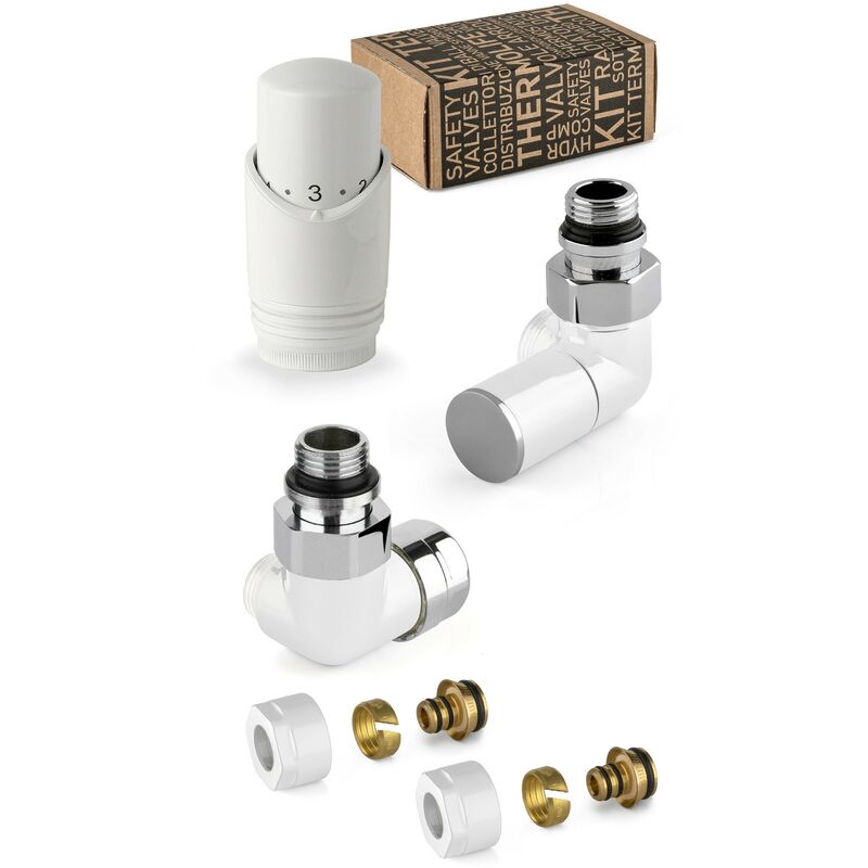 foto del prodotto apm kit valvole d arredo colore bianco e cromo con valvola termostatizzabile a sinistra 130kb 015 m 16 12 bianco