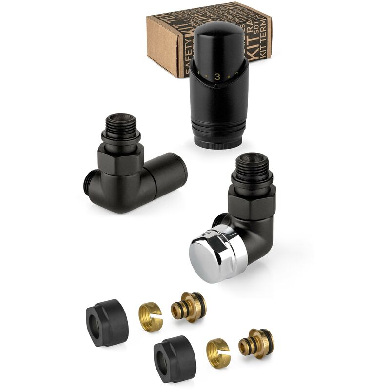 foto del prodotto apm kit valvole d arredo colore nero e cromo con valvola termostatizzabile a destra 135knn 015 m 16 12 nero