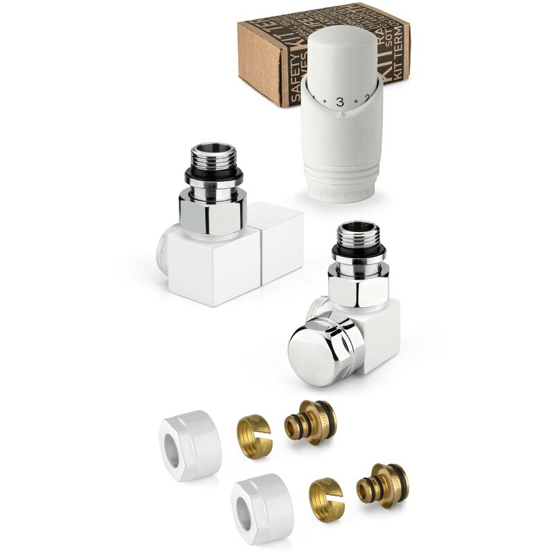foto del prodotto apm kit valvole d arredo termostatizzabili colore bianco e cromo modello quadro 137kb 015 m 16 12 bianco