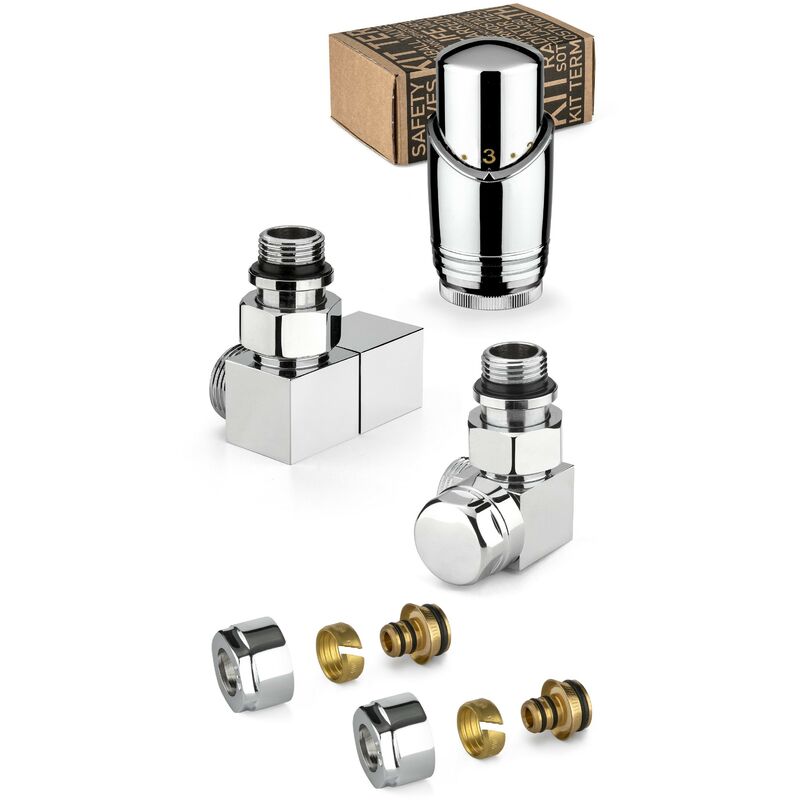 foto del prodotto apm kit valvole d arredo termostatizzabili colore cromo modello quadro con raccordo per tubo multistrato 137kc 015 m 16 12 cromo