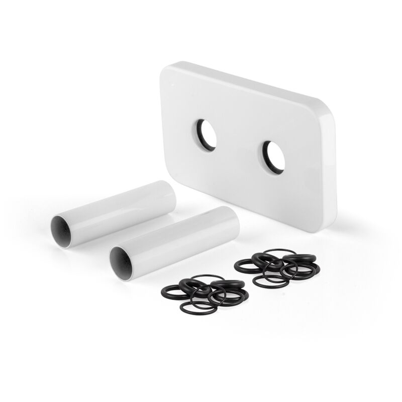 foto del prodotto apm set copritubo con rosone a 2 fori in ottone colore bianco 062bb.70 bianco