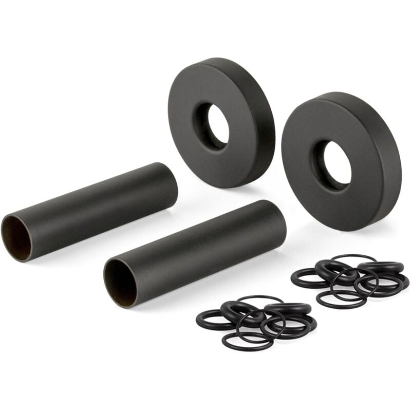 foto del prodotto apm set copritubo con rosone in ottone colore nero 061nn.70 nero