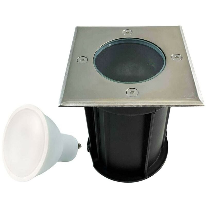 foto del prodotto apparecchio da incasso per esterni 5w 6000k luce fredda. gu10 led faretto da incasso a pavimento lampadina led