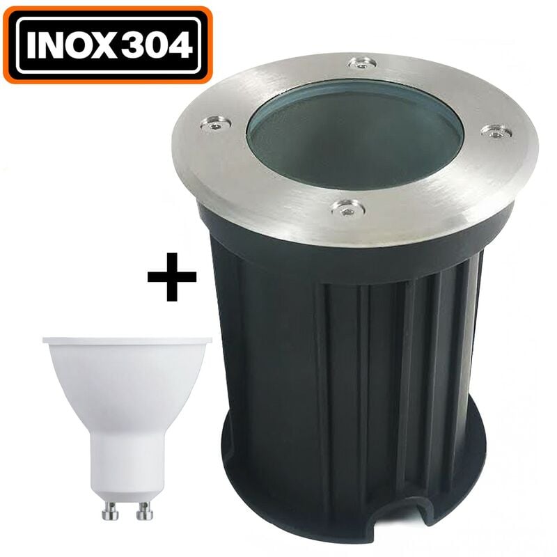 foto del prodotto apparecchio da incasso per esterni 5w 6000k luce fredda. gu10 led faretto da incasso a pavimento lampadina led