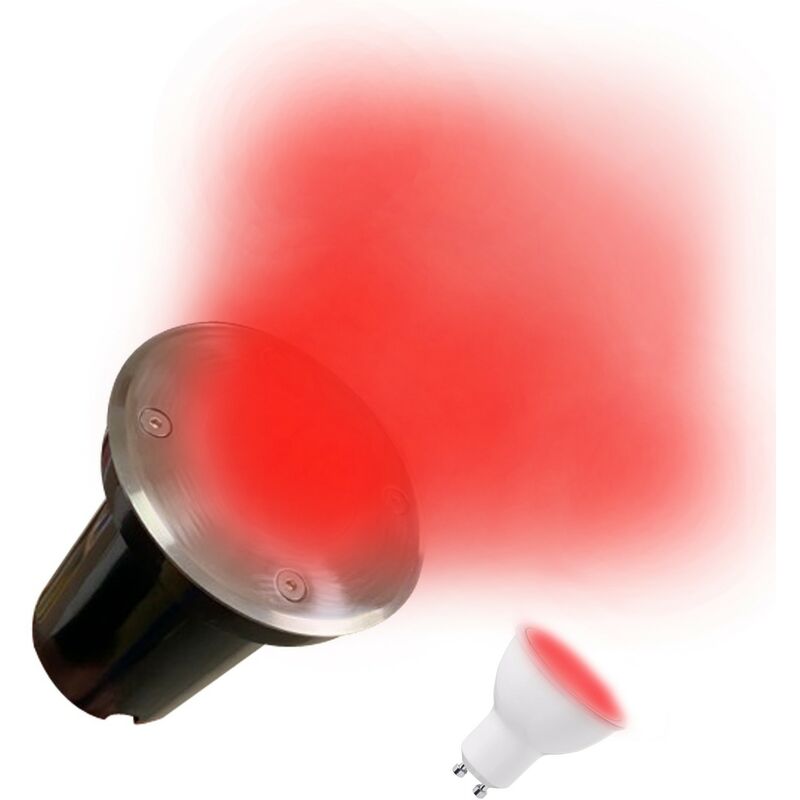 foto del prodotto apparecchio da incasso per esterni 7w gu10 led faretto da incasso a pavimento lampadina led. illuminazione rossa