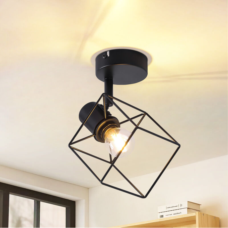 foto del prodotto apparecchio da soffitto gbly spot in nero apparecchio da soffitto e14 con spot ruotabili a 350 spot in metallo vintage, lampada per salone,