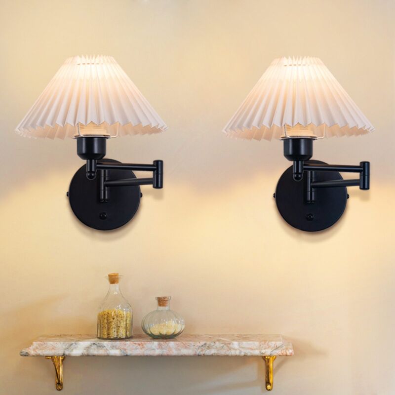 foto del prodotto apparecchio luminoso per parete, 2 apparecchi luminosi vintage per interni e27 abat jour retr , illuminazione per parete orientabile, max 40w.