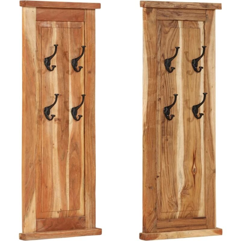 foto del prodotto appendiabiti 2 pz in legno massello di acacia 38x100 cm vidaxl